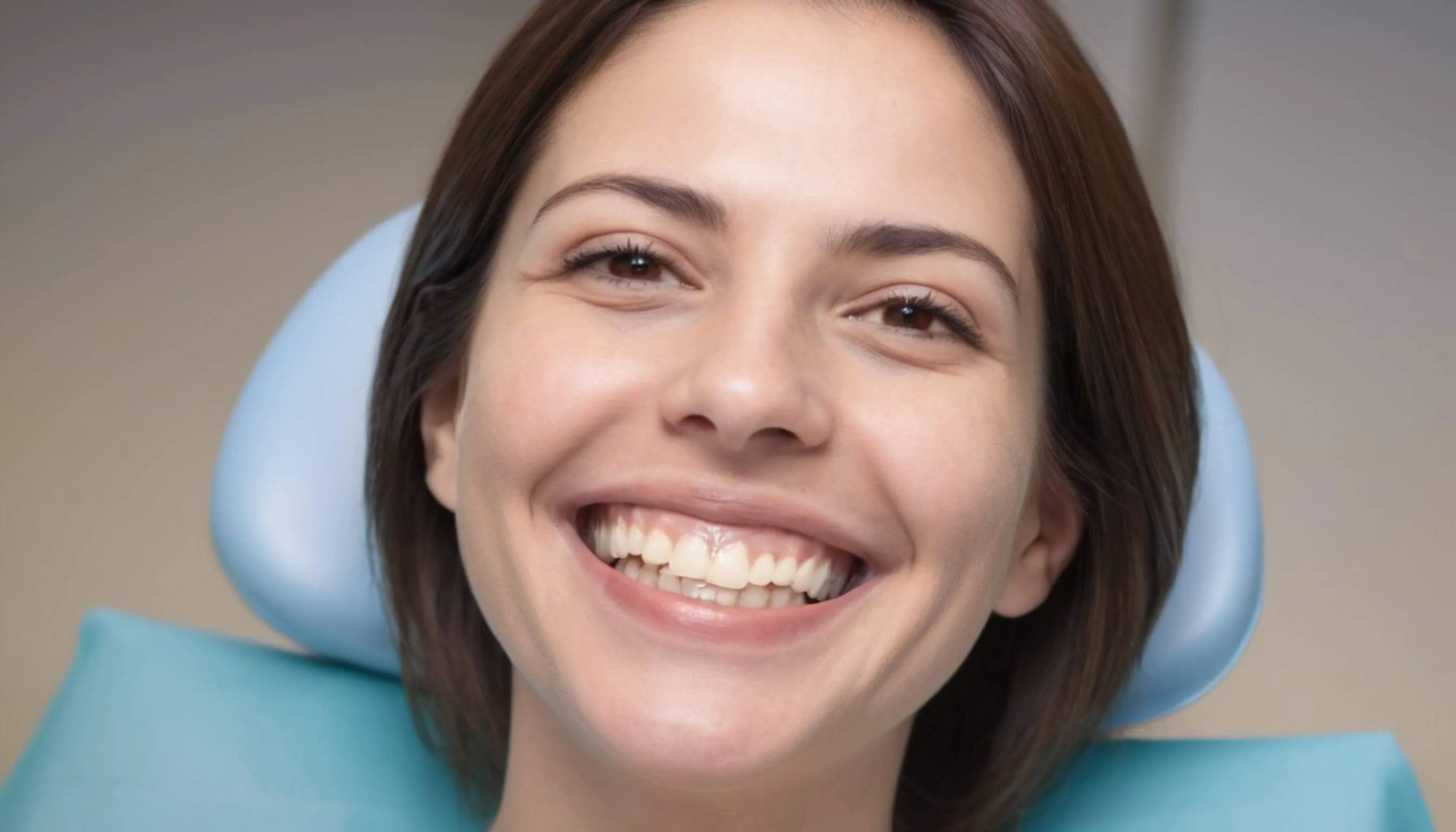 Jeune femme souriante après avoir reçu de nouveaux implants dentaires at Dr Parisescu